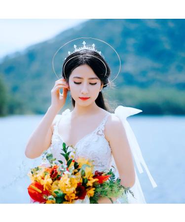 Solustre Angel Headband Gold Crown Tiara - Elegant Headpiece for Women Bride Cosplay & Halloween (2PCs Gold & Silver) - Buy Online on GoSupps.com