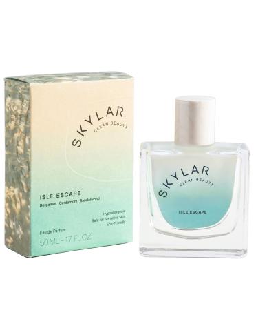 Skylar Isle Escape Eau de Parfum - Hypoallergenic & Clean Perfume for Women & Men Vegan & Safe for Sensitive Skin - Fresh Perfume with Notes of Bergamot Cardamom & Sandalwood - 50mL /1.7 Fl oz