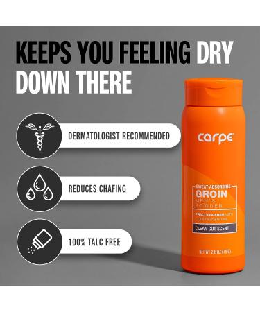 Carpe Sweat Absorbing Groin Powder for Men - Maximum Absorption, Chafing and Friction Free - Buy Online on GoSupps.com