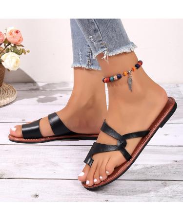 Elegant Women's Beach Flip Flops - Summer Ring Toe Bunion Slippers Orthopedic Sandals for Hallux Valgus Correction - Size 6.5, Black - Buy Online on GoSupps.com