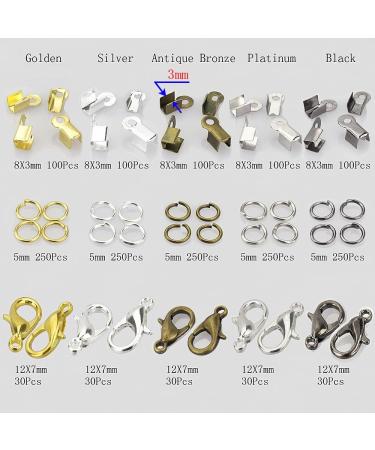 LolliBeads 1900Pcs Jewelry Making Kit: 5 Colors, 150 Lobster Claw Clasps, 1250 Jump Rings, 500 Fold Over Cord Ends - MixColor Findings- JumboKits - Buy Online on GoSupps.com