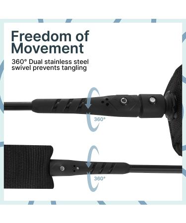 BPS New Zealand 'Storm' Premium Surf SUP Leash 10ft Coiled - Choose Color and Bundle - Koru Black SUP Leash with Waterproof Waist Bag - Buy Online on GoSupps.com