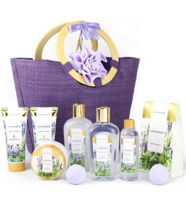 Pamper Gifts for Women-Spa Luxetique Spa Gift Set 10pcs Lavender Bath Gift Set Relaxing Bath Set with Bubble Bath Body Lotion Hand Cream Gift Sets for Her Mum Birthday Gifts