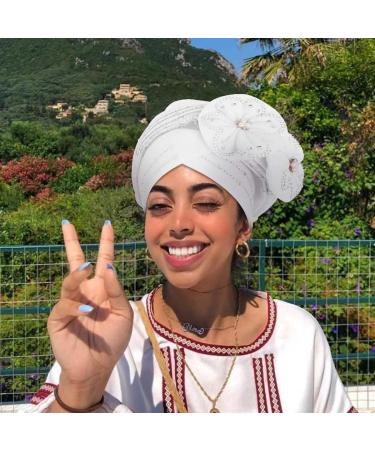 Woeoe Black Rhinestone Head Wrap with Flower Pearls - Twisted Head Turban for Women and Girls - Buy Online on GoSupps.com