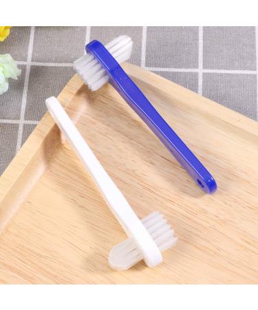 SUPVOX 2PCS False Teeth Brushes - Two-Side T-Shape Denture Toothbrush (White + Blue) - Buy Online on GoSupps.com