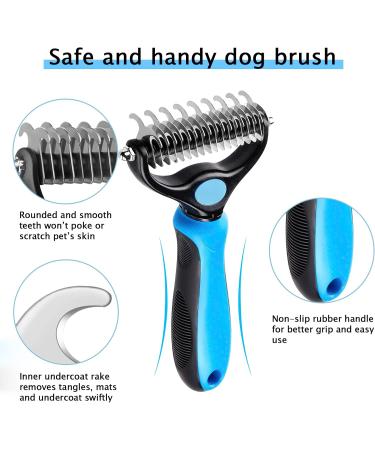 Nepfaivy Double-Sided Dog & Cat Brush - Long-Haired Undercoat Grooming Tool - Blue Fur Brush for Pet Care - Buy Online on GoSupps.com