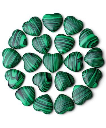 MAIBAOTA Malachite Healing Crystals Gemstones Pocket Gifts Heart-Shaped Nature Spiritual Energy for Women Men Reiki Divination Balancing Yoga Meditation 10PCS
