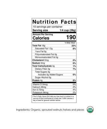 Organic Raw Unsalted Sprouted Walnuts - USDA Certified, Gluten-Free, Vegan - 10 Oz 3 Pack - Lark Ellen Farm - Buy Online on GoSupps.com