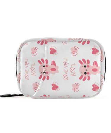 Pfrewn Pill Organizer Case 7 Day Axolotl Love You Alotl Travel Pill Box with Zipper Portable Small Weekly Vitamin Medicine Supplement Holder Pouch Bag