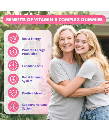 2 Pack Vitamin B Complex Gummies All B Vitamins + Methyl B12 B1 B2 B3 B5 B6 Biotin Methylfolate Vitamin C Choline Inositol PABA for Energy & Immune Support Raspberry 120 Count 120 Count (Pack of 1) - Buy Online on GoSupps.com