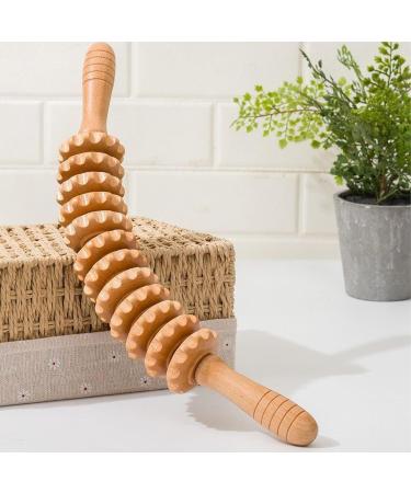 Natural Wooden Massage Roller with Handle - Curved Back Massager for Neck Legs & Body | International Shipping - Buy Online on GoSupps.com