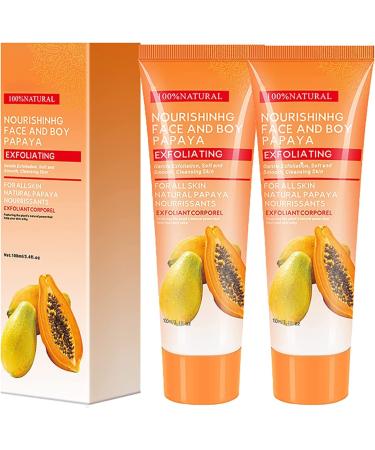 Exfoliant Profond Blanchissant La Papaye Skinetic Facial Peels Cream Gel Exfoliant La Papaye Deep Exfoliating Face Wash Natural Papaya Whitening Face Scrub for Improves Pore Dark Spot (2 Pcs)
