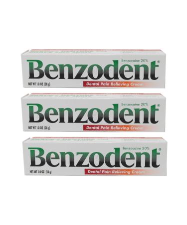 Benzodent Dental Pain Relieving Cream, 1 Ounce - Pack of 3