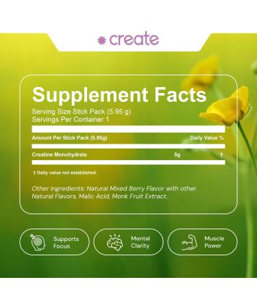 Create Single Serve Creatine Monohydrate Powder 5g Creapure Creatine | Redefining Strength, Energy & Recovery | Sugar-Free, Vegan, Non-GMO | Mixed Berry | 30 Portable Packets Mixed Berry 6.3 Ounce (Pack of 1) - Buy Online on GoSupps.com