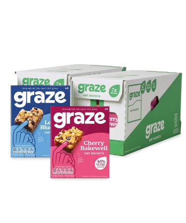 Graze Variety Box - Big Pack Snacks Selection - Blueberries & Lemon Healthy Snacks & Cherry Bakewell Oat Snack bars - Box of 56 Snacks - Packaging may vary - (56x30g) Lemon Blueberry & Cherry Bakewell - Buy Online on GoSupps.com