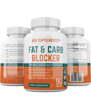 90 Capsules Fat & Carb Blocker with White Kidney Bean Extract and Chitosan - KRK Supplements - Buy Online on GoSupps.com