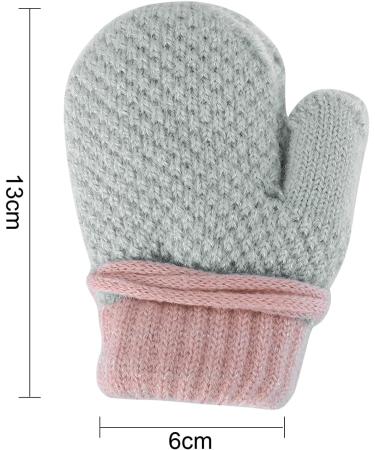Kids Toddlers Thermal Gloves Mittens | Winter Warm Knitted Gloves with String | Fleece Lined | Anti-Lost String | Boys Girls Age 1-4 | Grey - Buy Online on GoSupps.com