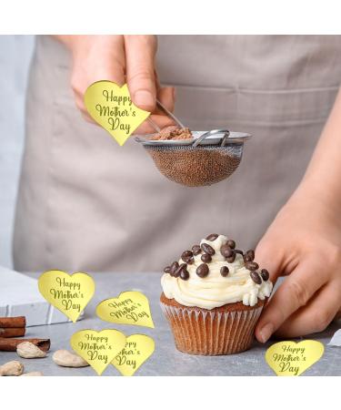 12 Pcs Happy Mothers Day Cake Toppers Gold Acrylic Mothers Day Cupcake Toppers Cake Toppers with Love Heart for Best Mom Mothers Day Party Cake Decorations - Buy Online on GoSupps.com