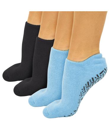 Vive Gel Socks (2 Pair) - Moisturizing for Dry Cracked Feet, Skin - Lining Infused with Essential Oils, Vitiamins - Moisture Wicking for Women and Men - Spa Treatment Set for Soften Foot (Large)