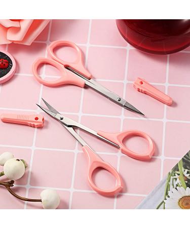 2 Pack Curved Craft Scissors for Eyebrow & Eyelash Extensions - Stainless Steel Beauty Trimming Scissors (Pink, 4 Inch) - Buy Online on GoSupps.com