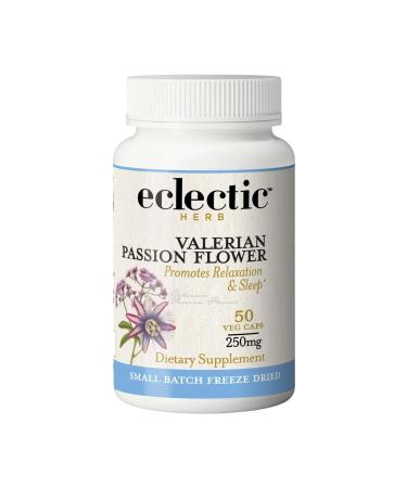 Eclectic Herb - Valerian Passion Flower Capsules | Natural Relaxation + Sleep Support | Herbal Supplement | Vegan Non-GMO Gluten Free Freeze-Dried (50 CT | 250 mg) Pink 50 count (Pack of 1)