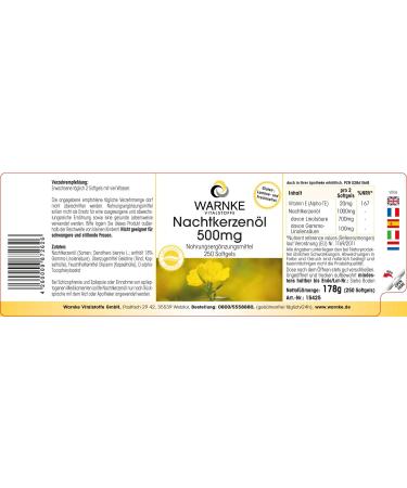 Nighting Cup Oil 500mg - Cold-Pressed Linoleic & Gamma-Linolenic Acid - 250 Softgel Capsules | German Quality by Warnke Vital Substances - Shop Now! - Buy Online on GoSupps.com