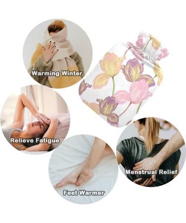 NAANLE Watercolor Tulip Pattern Heat Bottle - 1L Hot Water Bottle for Back Pain Relief & Cold Therapy - Buy Online on GoSupps.com