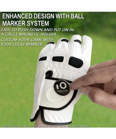 FINGER TEN Men's Golf Glove 2 Pack with Ball Marker - Weathersof Grip, Comfort Fit Sizes S-XXL - Buy Online on GoSupps.com
