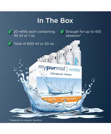 Mypurmist Water Refills for Steam Therapy Devices Double Distilled Sealed Pack 20 x 30 ml - Buy Online on GoSupps.com