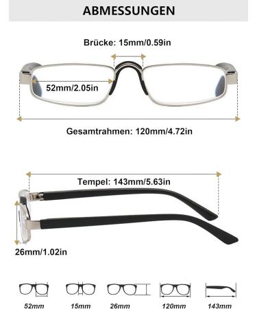 Shop Lanomi Small Blue Light Filter Reading Glasses - Unisex Narrow Metal Frame Spring Hinges +1.0 to +4.0 - Viscidator Visual Aid - Buy Online on GoSupps.com