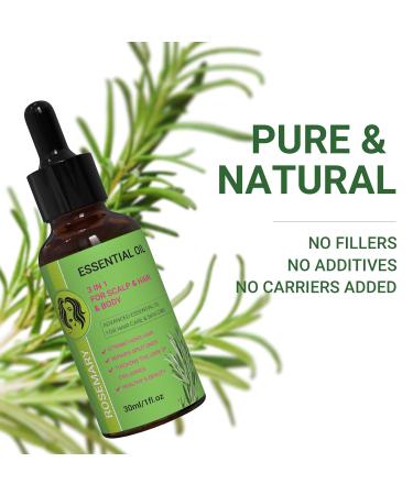 Buy 100% Pure Organic Rosemary Essential Oil for Hair Growth - Nourish Scalp & Strengthen Hair | 30ml - Buy Online on GoSupps.com