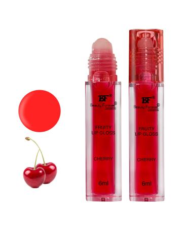 Beauty Forever Fruity Roll on Lip Gloss Moisturising & Hydrating Available in 4 Flavours 6ml (Cherry)