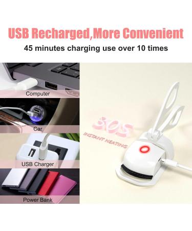 Heated Eyelash Curlers - Electric Rechargeable 2 Modes Quick & Long-Lasting Eye Lash Curlers for Women (White) - Perfect Gift - Buy Online on GoSupps.com