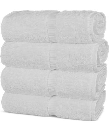Chakir Turkish Linens 100% Cotton Premium Towels for Bathroom - 27'' x 54'' | 4-Piece Bath Towels Set in White - Buy Online on GoSupps.com