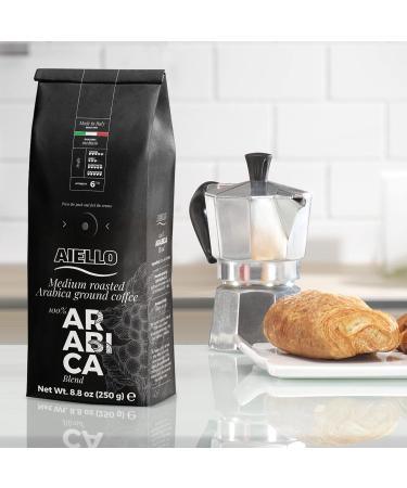  Aiello Cafe Aiello Special Box 4 x 250 g Soft Pack 100% Arabic Medium Roast in a Protective Atmosphere with Freshness Protection Valve + Pairs of Cups with Saucers Made of - Buy Online on GoSupps.com