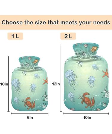 NAANLE Sea Life Jellyfish Hot Water Bottle - 1L Transparent Heat Bottle for Pain Relief & Therapy | Ideal for Bed Hands & Feet - Buy Online on GoSupps.com