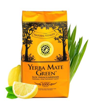 Yerba Mate Green Tea with Lemon 1kg | Brazilian Citrus Aroma | Air-Dried Natural Paraguayan Mate | Loose Leaf 1050g | Premium Mate Blades - Buy Online on GoSupps.com