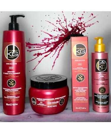 KERAGOLD PRO - Ultimate Premium Pack 4 products - Sulfate-free Shampoo 500ml + mask 500ml + serum 100ml + Leave-in treatment (KG DD KERATIN & HYALURONIC ACID) - Buy Online on GoSupps.com