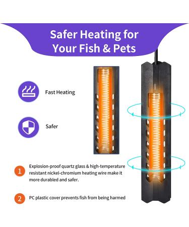 Woliver 500W Aquarium Heater - Fast Heating Submersible Fish Tank Heater with LED Controller for 66-132 Gallon Marine and Freshwater Tanks - Buy Online on GoSupps.com