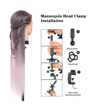Professional 26-28 Inch Hairdressing Training Head - Soft 100% Art Hair DIY Ombre Hairstyles Set & Holder - Buy Online on GoSupps.com