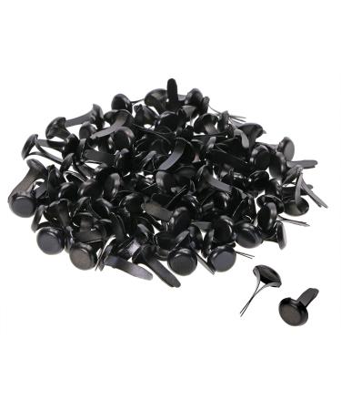 Penta Angel Mini Brads 100Pcs Round Paper Fasteners Metal Brass Pastel Brads for Scrapbooking Crafts DIY Projects, 8x12mm (Black)