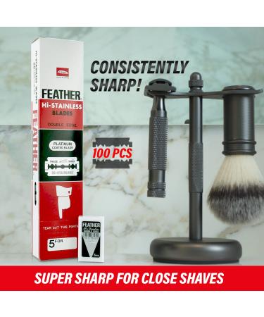 Feather Double Edge Safety Razor Blades - 100 Count, 10 Packs of 10 Blades - Buy Online on GoSupps.com