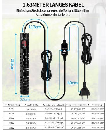 Buy Netonda 50W Aquarium Heater - Digital LED Temperature Control for 10-50L Fish & Turtle Tanks | Best for Freshwater & Saltwater - Buy Online on GoSupps.com