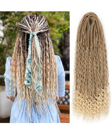 Leeven 24 Inch Double Ended Dreadlock Extension Soft Boho Dreadlocks 10 Strands 0.6 Width Hippie Dreads Bohemian Box Braids Dreadlock Hair Extensions /27613# 24 Inch Boho (10 Strands) Ombre Blonde /27613#