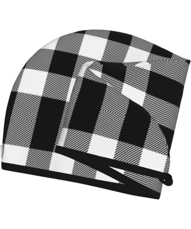 Super Absorbent Microfiber Hair Towel Wrap for Women - White & Black Plaid Quick Dry Coral Velvet for Long Curly & Thick Hair - Buy Online on GoSupps.com
