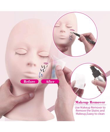 Men's Makeup Mannequin Head with 4 Pairs Eyelids | Soft Silicone Eyelash Extension Exercise Model for Beginners - e-MTT-White - Buy Online on GoSupps.com