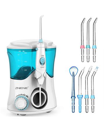 Silver Fork Water Flosser 10 Pressure Settings Oral Irrigator Anti Leakage Teeth Cleaner with 7 Multifunctional Tips 600ml High Capacity Dental Water Flosser for Braces Care Teeth Cleaning(Blue)