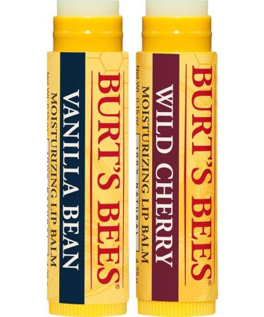 Burt's Bees Moisturizing Lip Balm for Dry Lips 100% Natural Origin Vanilla Bean & Wild Cherry - 2 Tubes 2 Count Value Pack - Buy Online on GoSupps.com