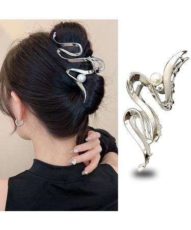 1Pcs Hair Claw Clips Large Hair Clip with Pearl Design Strong Hold Hair Clamps Makeup Grip Clips Non-Slip Hair Catch Barrettes Jaw Clips Hair Styling Accessories for Women Girls