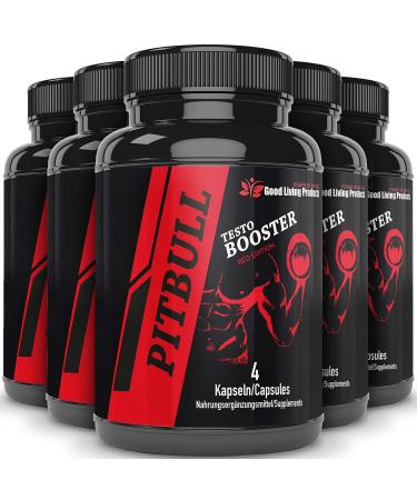 Pitbull Testo Booster - Red Edition - Pre Workout Booster Muscle Building (5 cans each 4 capsules) - Booster Pre Workout Testosterone Booster Fitness